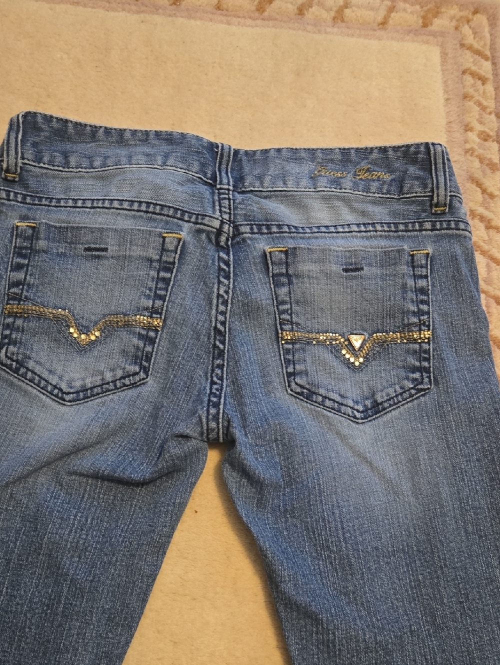Womens Guess Blue Embellished Back-Pocket Jeans 27